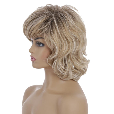 Gold Coloured Silk Fiber Short Curly Wig For Hair Styling Applications Hair Extensions