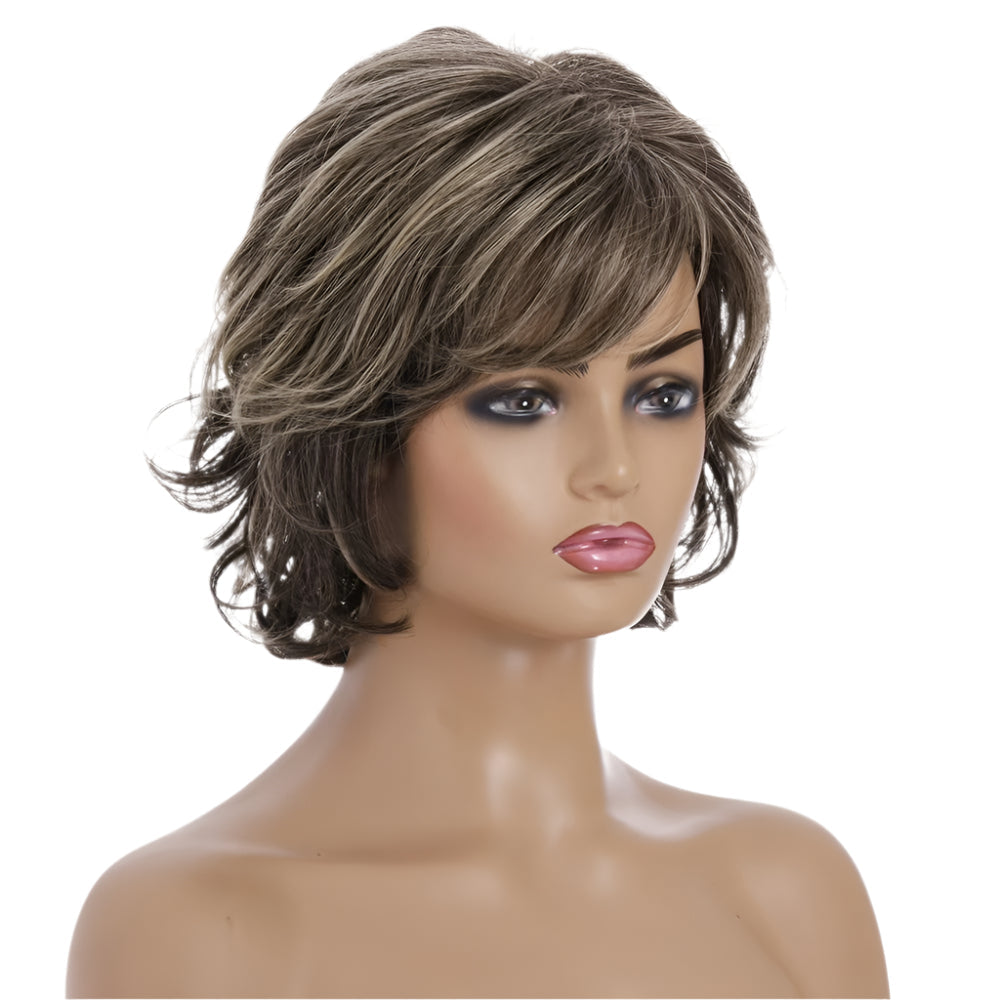 Silk Fibre Short Curly Wig In Gold Colour For Versatile Hairstyle Changes Wigs Facial Hair