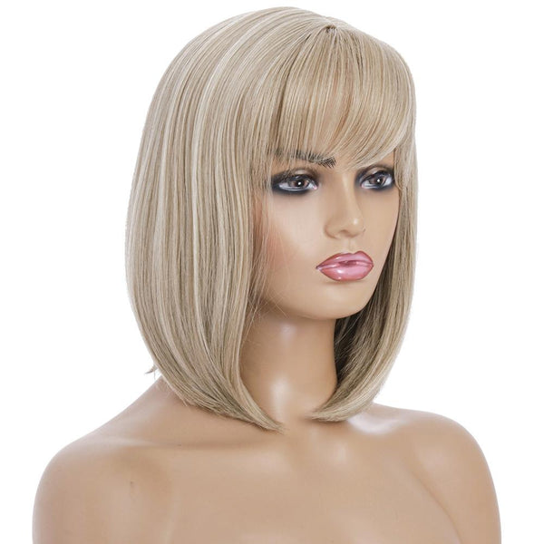 Light Gold Short Silk Wig For Women Skin Friendly Design Wigs Facial Hair