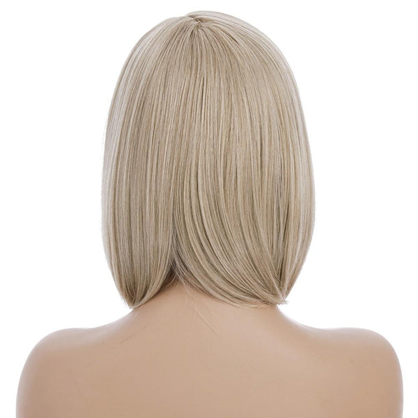 Light Gold Short Silk Wig For Women Skin Friendly Design Wigs Facial Hair