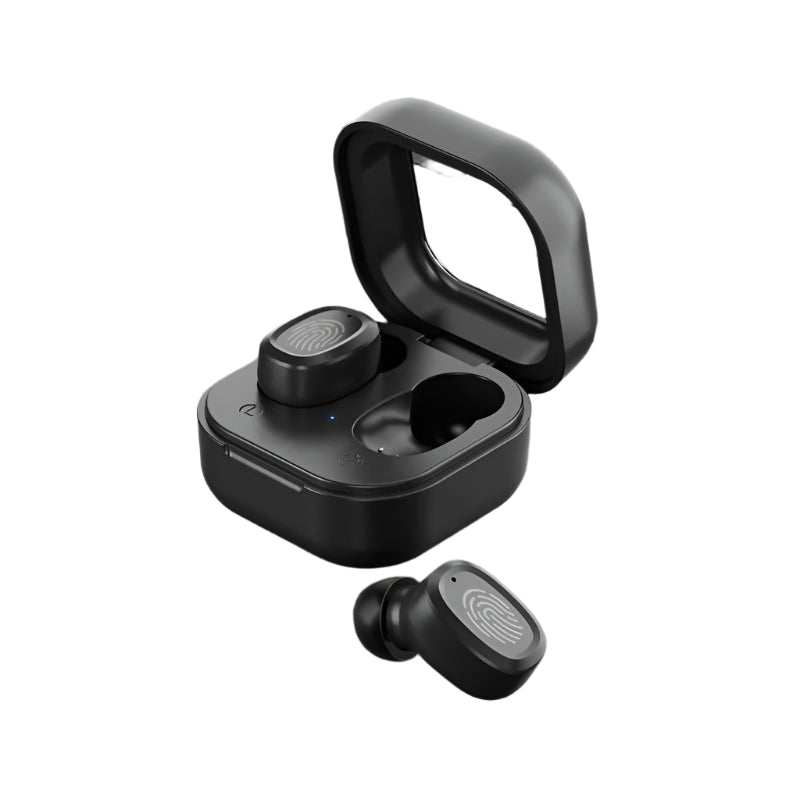 Black Wireless Earphones With Charging Case Compact Design And Bluetooth Connectivity Headsets & Earpieces