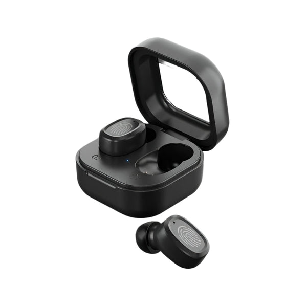 Black Wireless Earphones With Charging Case Compact Design And Bluetooth Connectivity Headsets & Earpieces