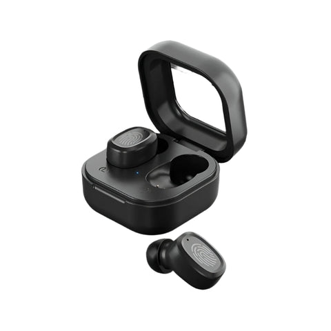 Black Wireless Earphones With Charging Case Compact Design And Bluetooth Connectivity Headsets & Earpieces