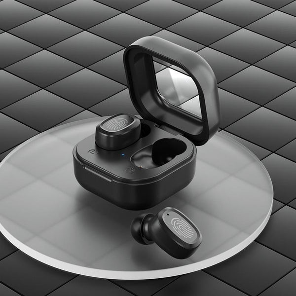 Black Wireless Earphones With Charging Case Compact Design And Bluetooth Connectivity Headsets & Earpieces