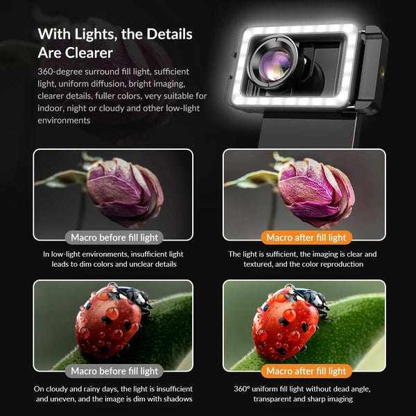 Universal Mobile Phone Clip With Multifunctional Fill Light And Thread Interface Selfie Lights