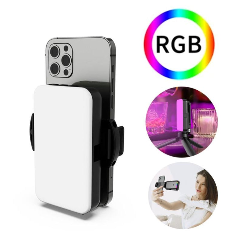 Foldable Rgb Fill Light With Phone Clip And Cold Shoe Interface Selfie Lights