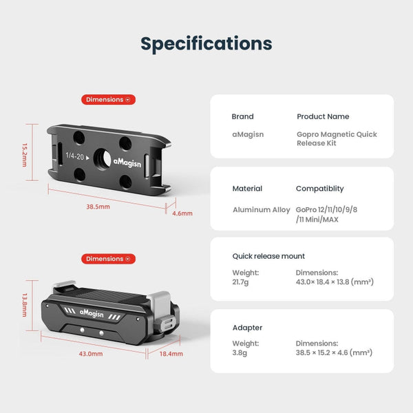 Magisn Netic Kit For Gopro Hero12 Hero11 Hero10 Hero9 Metal Absorption Camera Drone Accessories