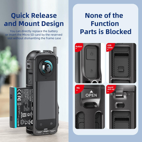 Amagisn Metal Protective Housing For Insta360 X4 With 2 Claws And Rabbit Cage Underwater Cases & Housings