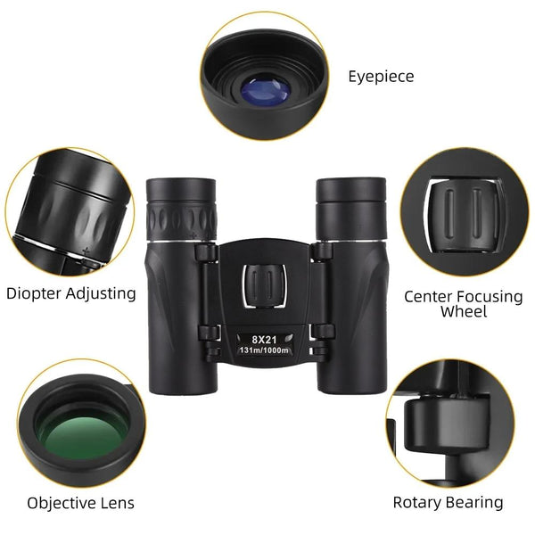 High Power Mini Binoculars For Low Light Night Vision With 8X Magnification Binoculars & Monoculars