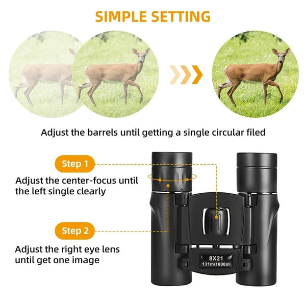 High Power Mini Binoculars For Low Light Night Vision With 8X Magnification Binoculars & Monoculars