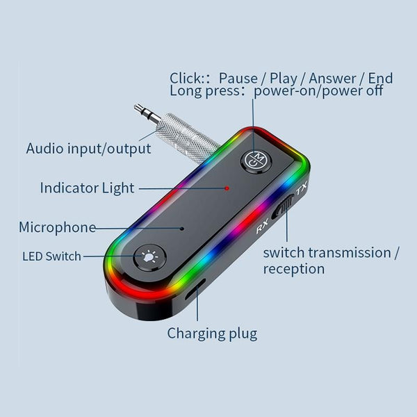 Bluetooth Audio Receiver With Rgb Light And Car Launcher Receivers