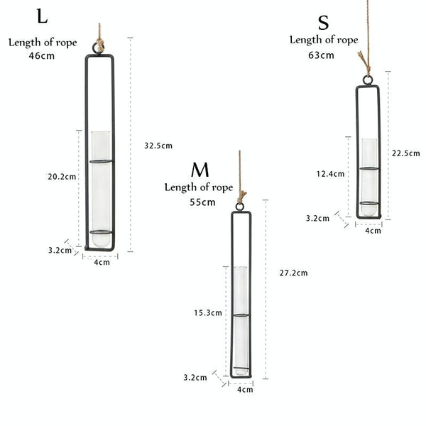Home Gardening Iron Art Glass Wall Hanging Decorative Accessory Size M Posters & Wall Hangings