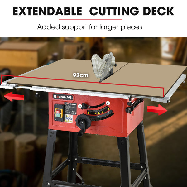 Baumr Ag 2000W 254Mm Corded Table Saw With Stand Extendable Laser Guide Table Saws