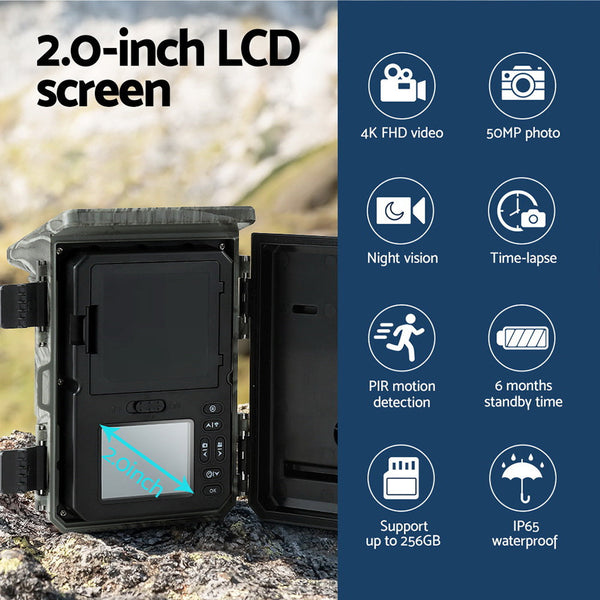 Ul Tech Solar Trail Camera 4K 50Mp Wildlife Digital Cameras