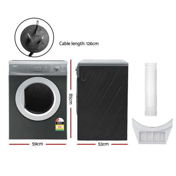 Devanti 7Kg Tumble Dryer Vented 15 Auto Programs Grey Dryers