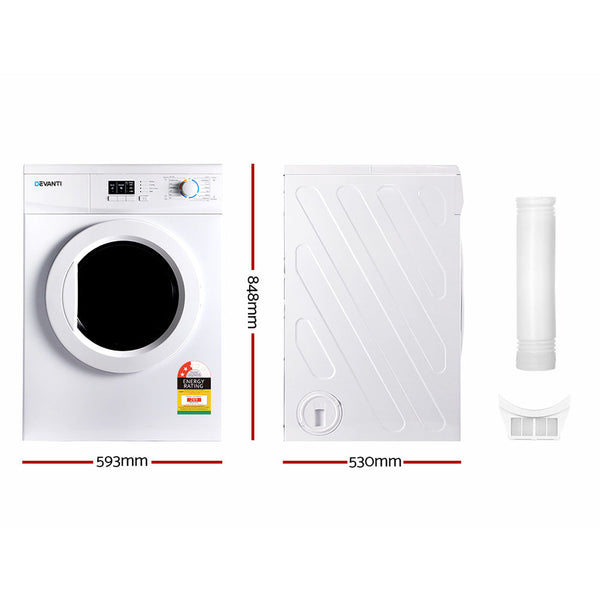 Devanti 7Kg Vented Dryer White Home Appliance Dryers