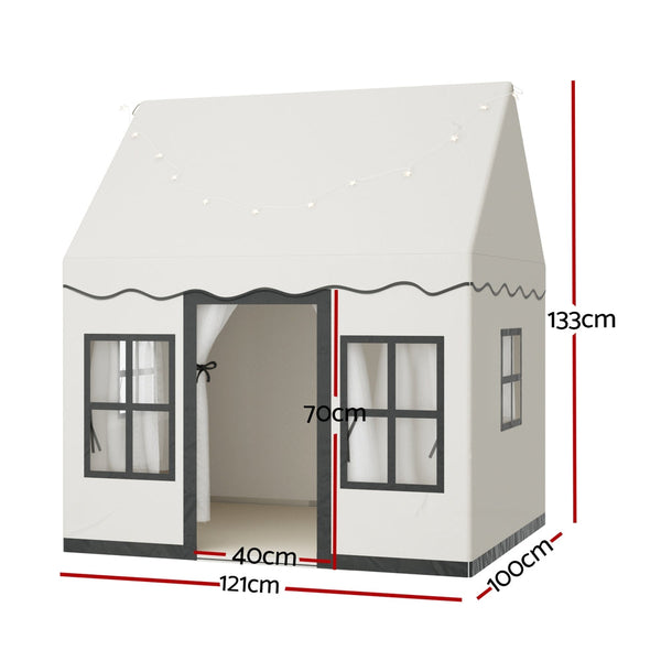 Keezi Kids Play Tent Playhouse Castle With String Lights Floor Mat Side Pocket Play Tents