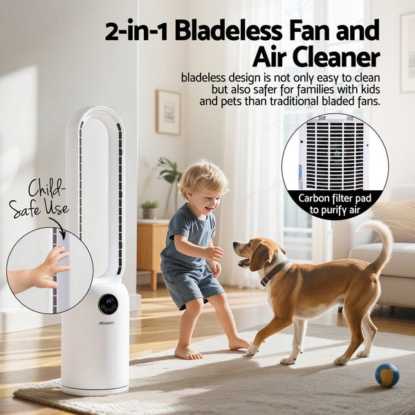 Devanti 2In1 Bladeless Fan Air Purification W/ Remote 88Cm Portable Fans