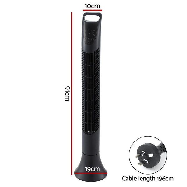 Devanti Tower Fan Oscillating 3 Speeds With Remote 91Cm Portable Fans