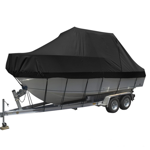 Boat Cover 25 27Ft Trailerable Jumbo Marine 600D Heavy Duty Black Boat Covers