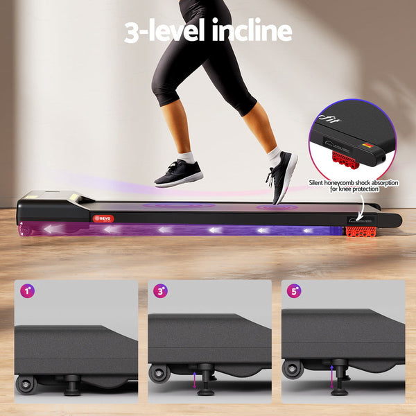 Everfit Treadmill Electric Walking Pad Incline Under Desk Home Gym 380Mm Black Treadmills