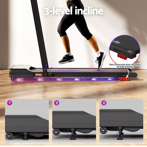 Everfit Treadmill Electric Walking Pad Incline Under Desk 380Mm Black Treadmills