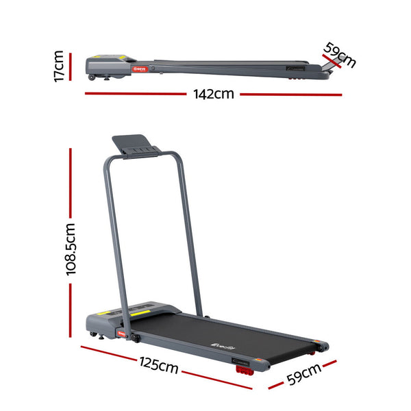 Everfit Treadmill Electric Walking Pad Incline Under Desk 380Mm Grey Treadmills