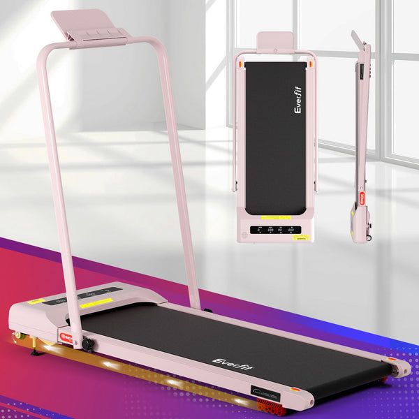 Everfit Treadmill Electric Walking Pad Incline Under Desk 380Mm Pink Treadmills