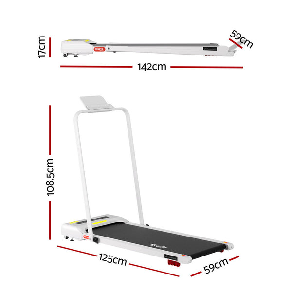 Everfit Treadmill Electric Walking Pad Incline Under Desk 380Mm White Treadmills