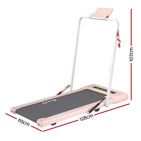 Everfit Treadmill Electric Walking Pad Under Desk Home Gym Fitness 400Mm Pink Treadmills