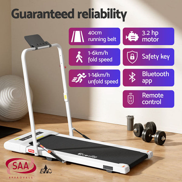 Everfit Treadmill Electric Walking Pad Under Desk Home Gym Fitness 400Mm White Treadmills