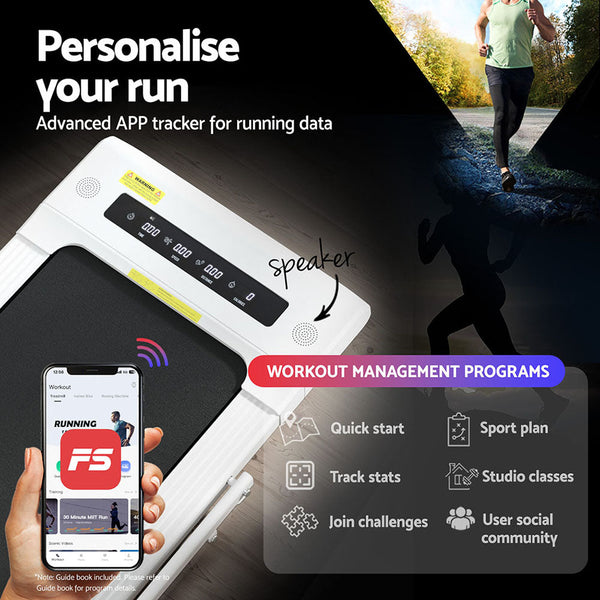 Everfit Treadmill Electric Walking Pad Under Desk Home Gym Fitness 400Mm White Treadmills