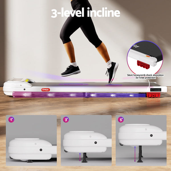 Everfit Treadmill Electric Walking Pad With Incline Under Desk Home Gym White Treadmills