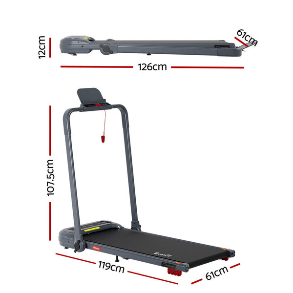 Everfit Treadmill Electric Walking Pad With Incline Foldable For Home Gym Grey Treadmills