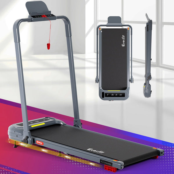 Everfit Treadmill Electric Walking Pad With Incline Foldable For Home Gym Grey Treadmills