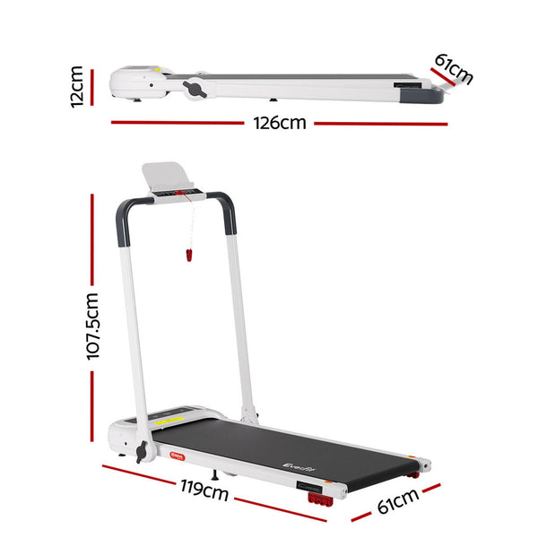 Everfit Treadmill Electric Walking Pad With Incline Foldable For Home Gym White Treadmills