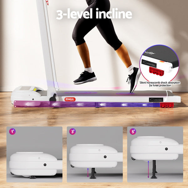 Everfit Treadmill Electric Walking Pad With Incline Foldable For Home Gym White Treadmills