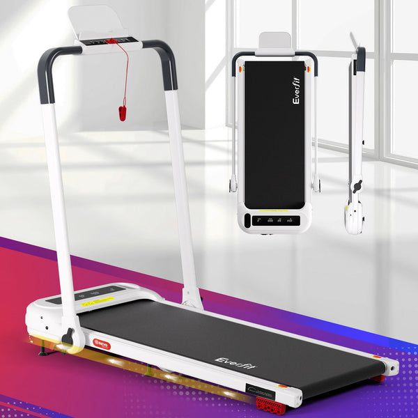 Everfit Treadmill Electric Walking Pad With Incline Foldable For Home Gym White Treadmills