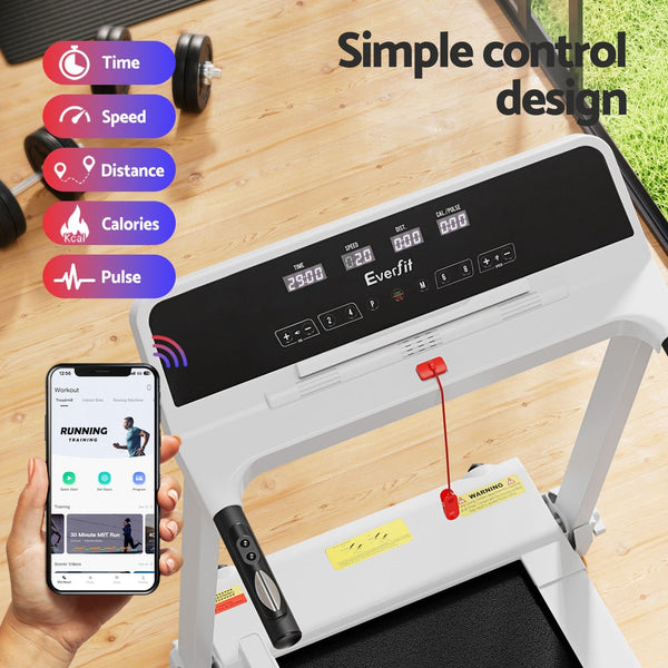 Everfit Treadmill Electric Home Gym Fitness Exercise Knob Foldable 420Mm White Treadmills