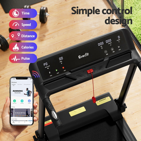 Everfit Treadmill Electric Home Gym Fitness Exercise Knob Foldable 450Mm Black Treadmills