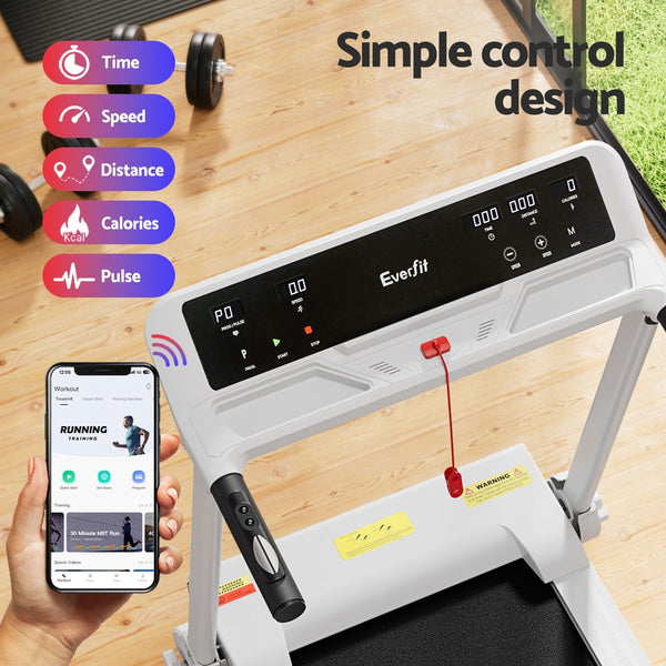 Everfit Treadmill Electric Home Gym Fitness Exercise Knob Foldable 450Mm White Treadmills