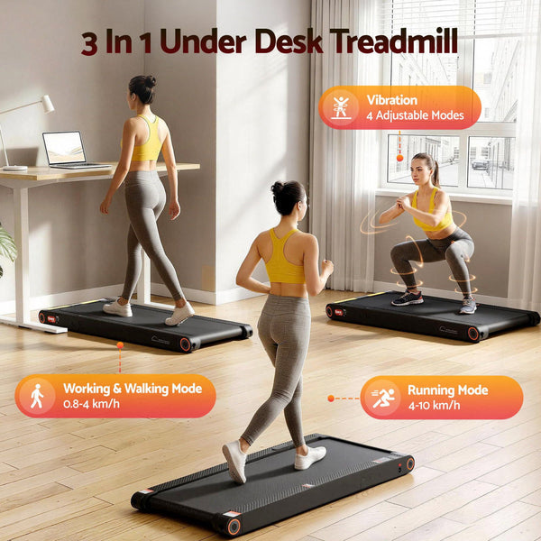 Everfit 4 In 1 Vibration Walking Pad Treadmill With App Control Black Treadmills