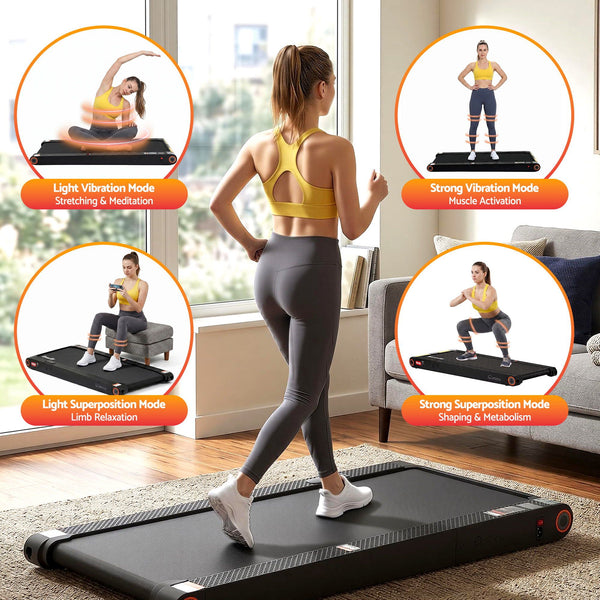 Everfit 4 In 1 Vibration Walking Pad Treadmill With App Control Black Treadmills
