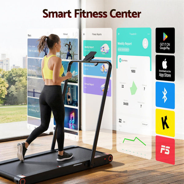 Everfit 4 In 1 Walking Pad Treadmill With App Control Black Treadmills