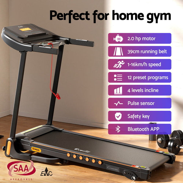 Everfit Treadmill Electric Home Gym Fitness Exercise Equipment Incline 390Mm Treadmills