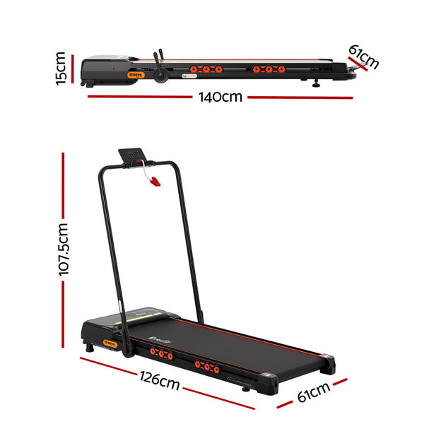 Everfit Treadmill Electric Walking Pad Auto Incline Foldable For Home Gym Black Treadmills
