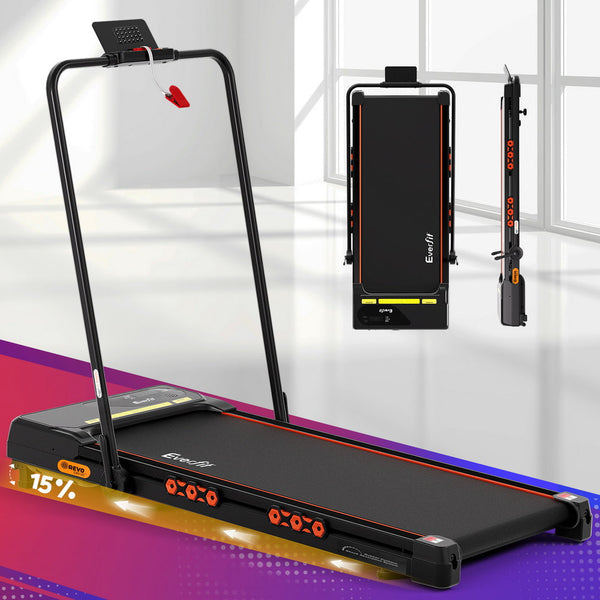 Everfit Treadmill Electric Walking Pad Auto Incline Foldable For Home Gym Black Treadmills