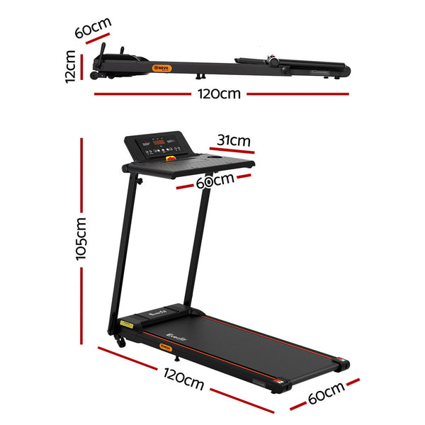 Everfit Treadmill Electric Walking Pad Foldable Incline For Home Office Gym Black Treadmills