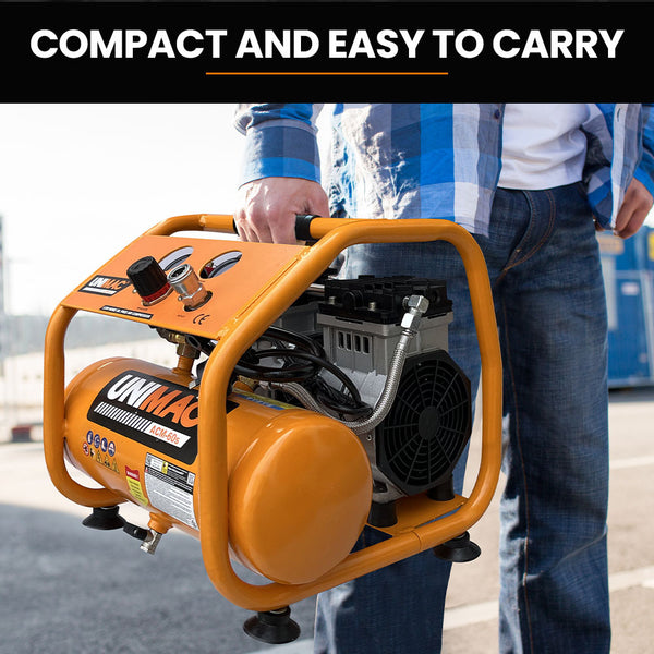 Unimac 1.5Hp 6L Silent Oil Free Portable Electric Air Compressor For Airtools Tyre Inflation Air Compressors