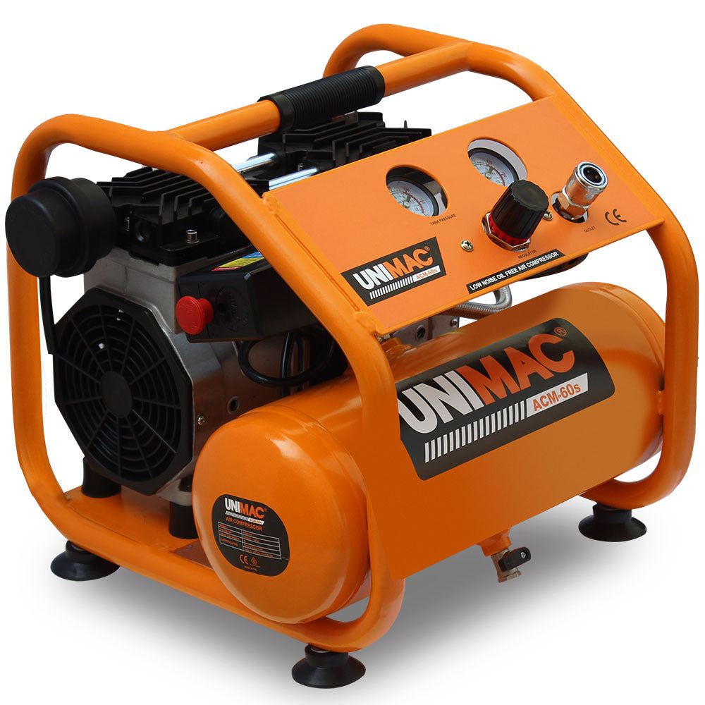 Unimac 1.5Hp 6L Silent Oil Free Portable Electric Air Compressor For Airtools Tyre Inflation Air Compressors